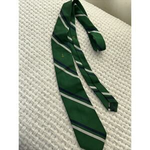 J. Crew Silk Tie Mens Navy Blue Stripe Gold Anchors Classic Nautical Necktie